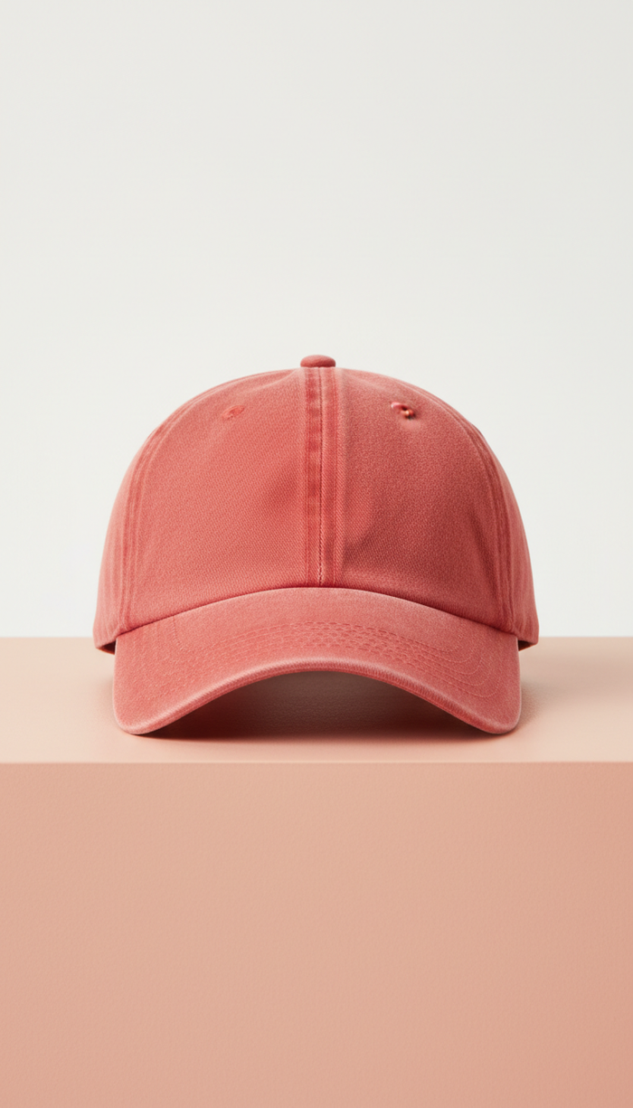 Coral Red vintage-wash cap